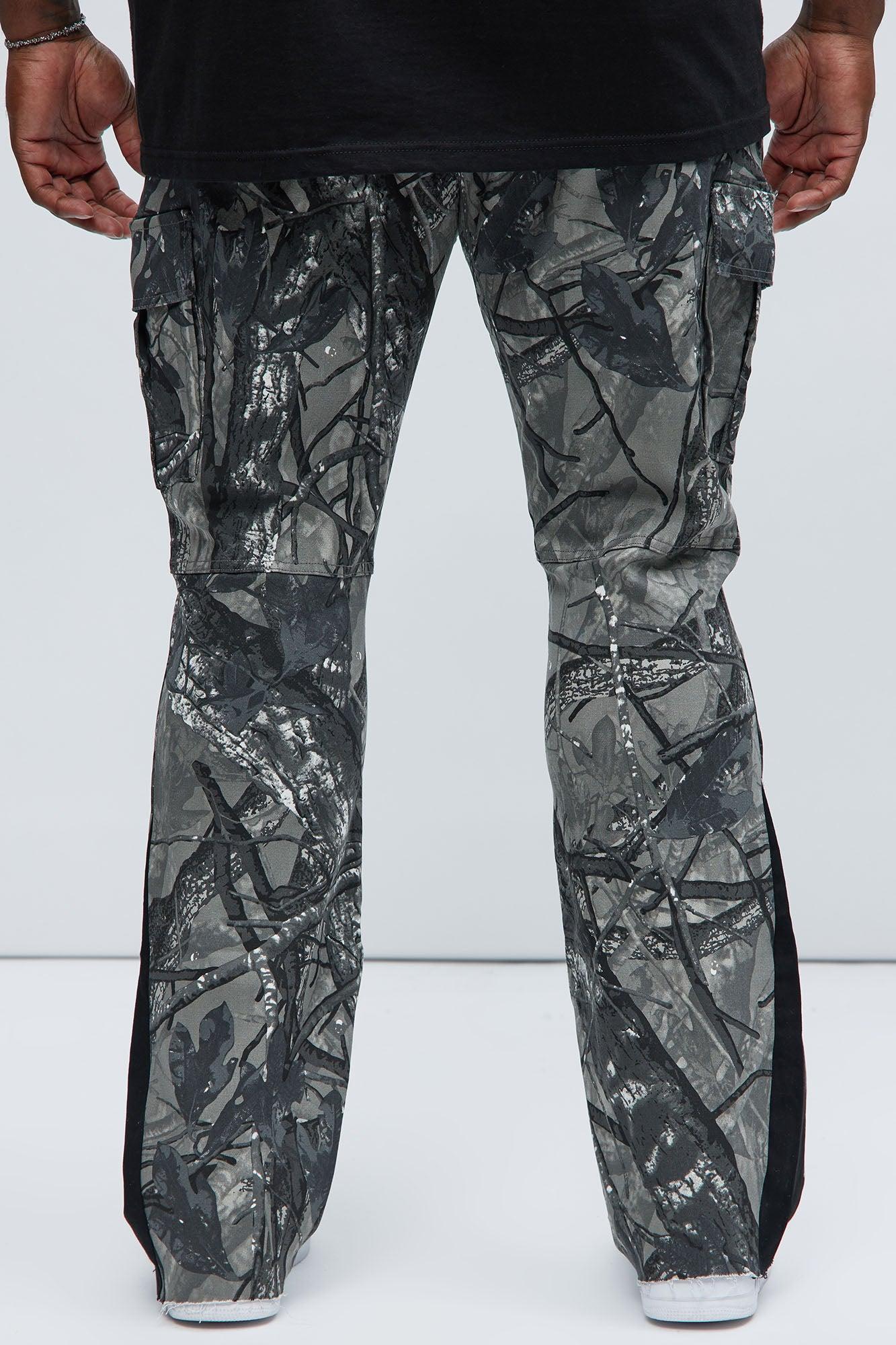 All Over Print Stacked Twill Flare Pant - Grey/combo Product Image