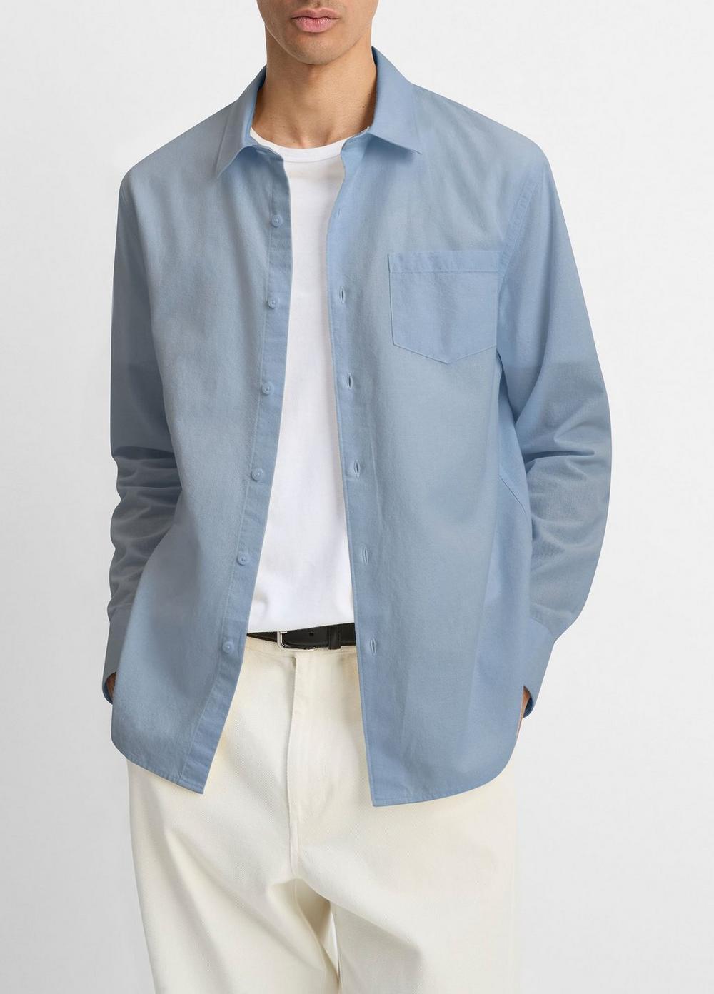Cotton Chambray Button-Front Shirt Product Image