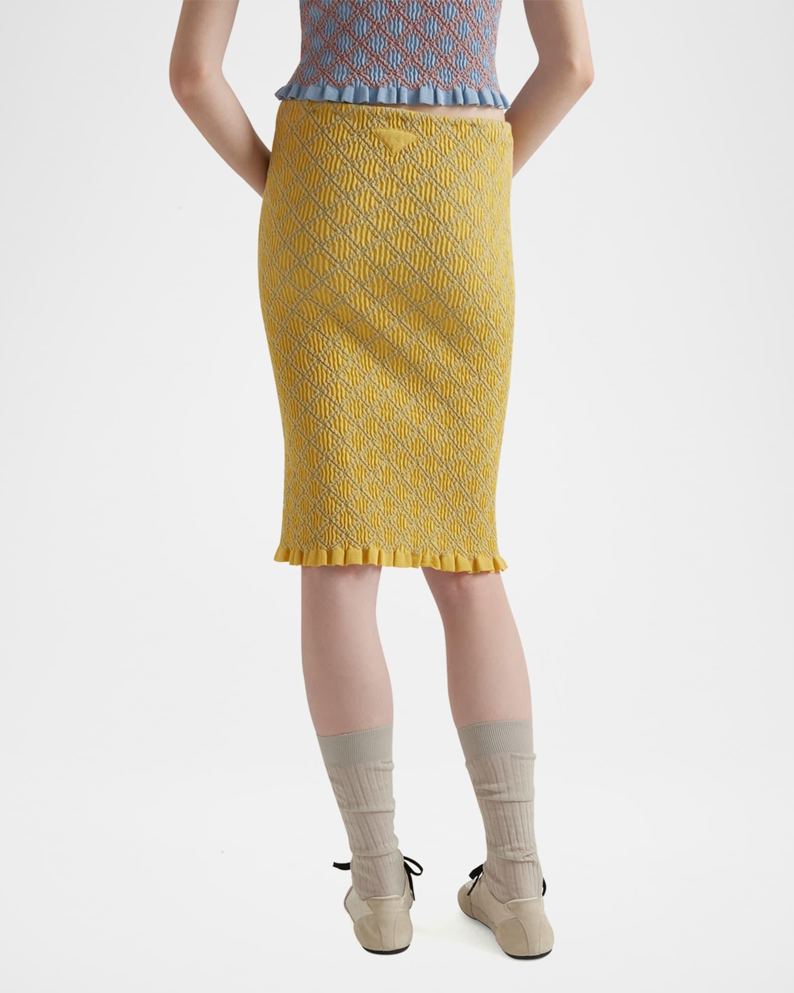 Diamond Pattern Smocked Knit Skirt Product Image
