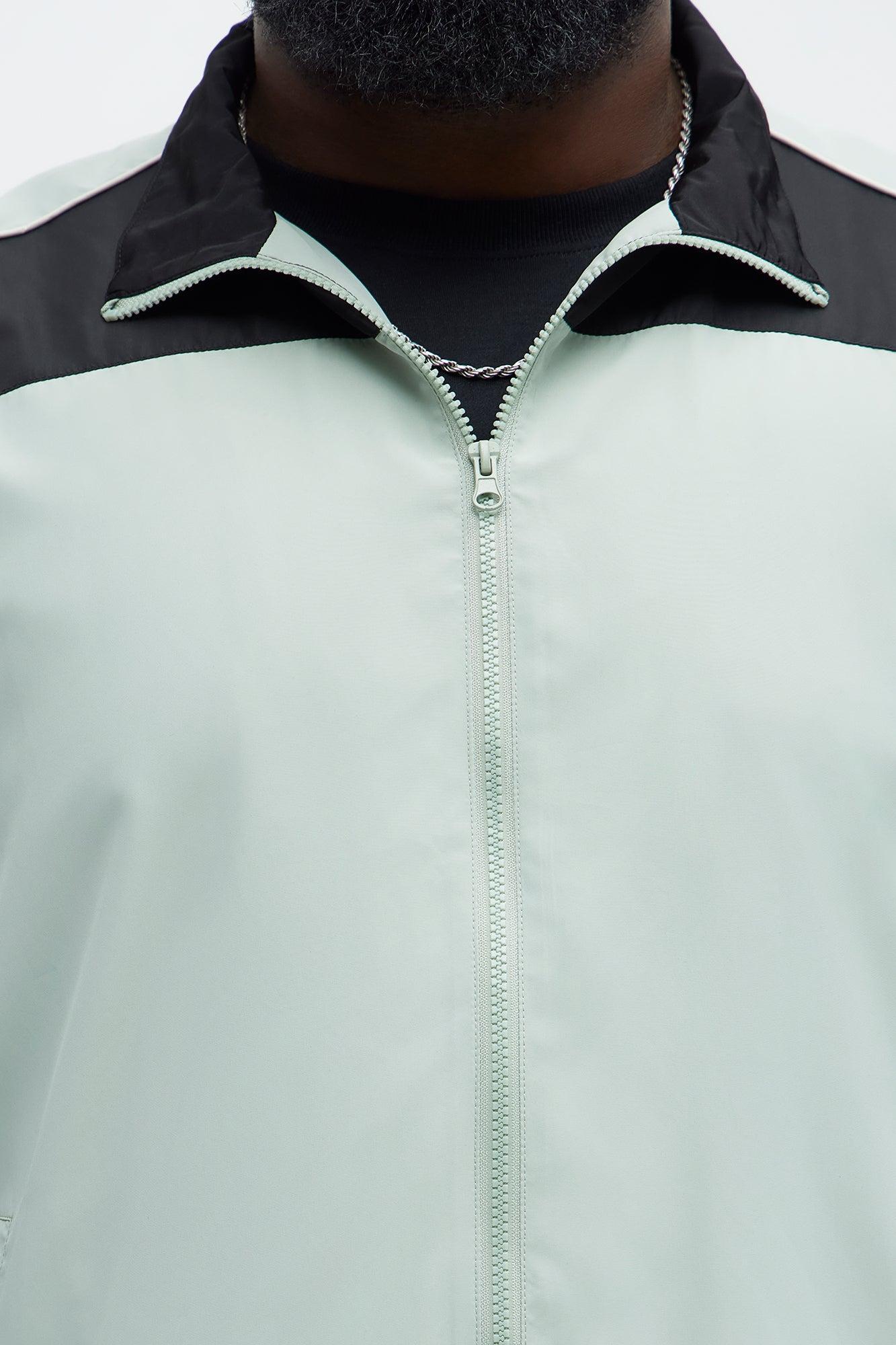 Lightweight Paneled Track Jacket - Sage/combo Product Image