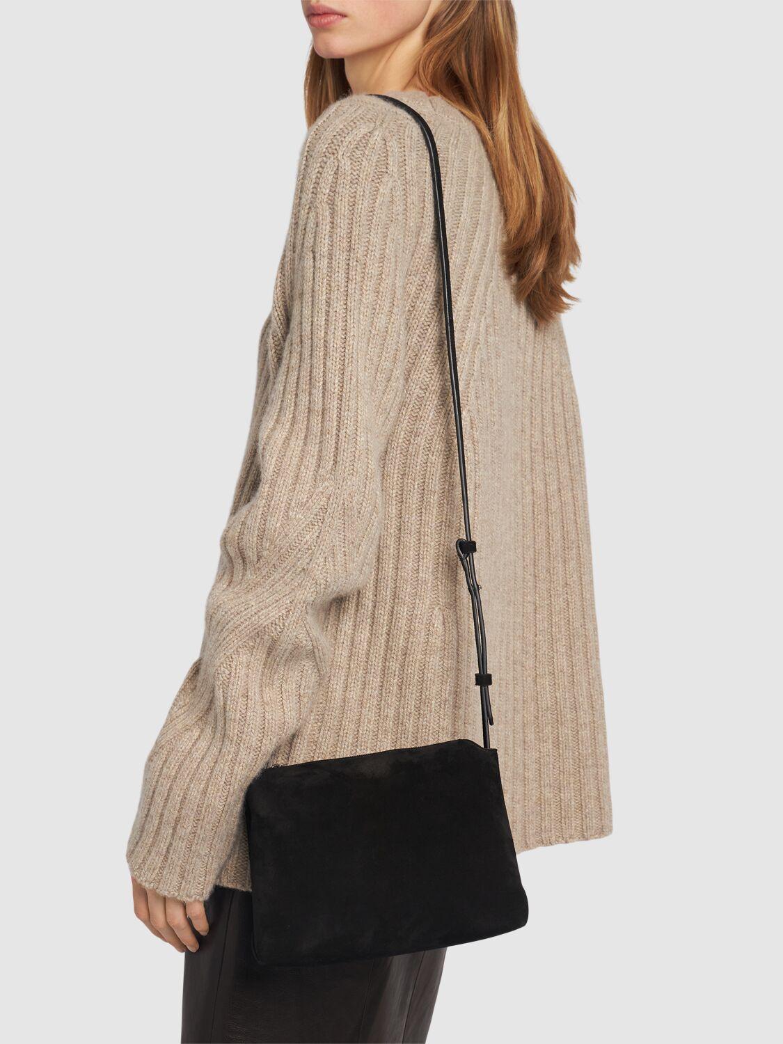 Medium Lina Suede Crossbody Bag In Black Product Image