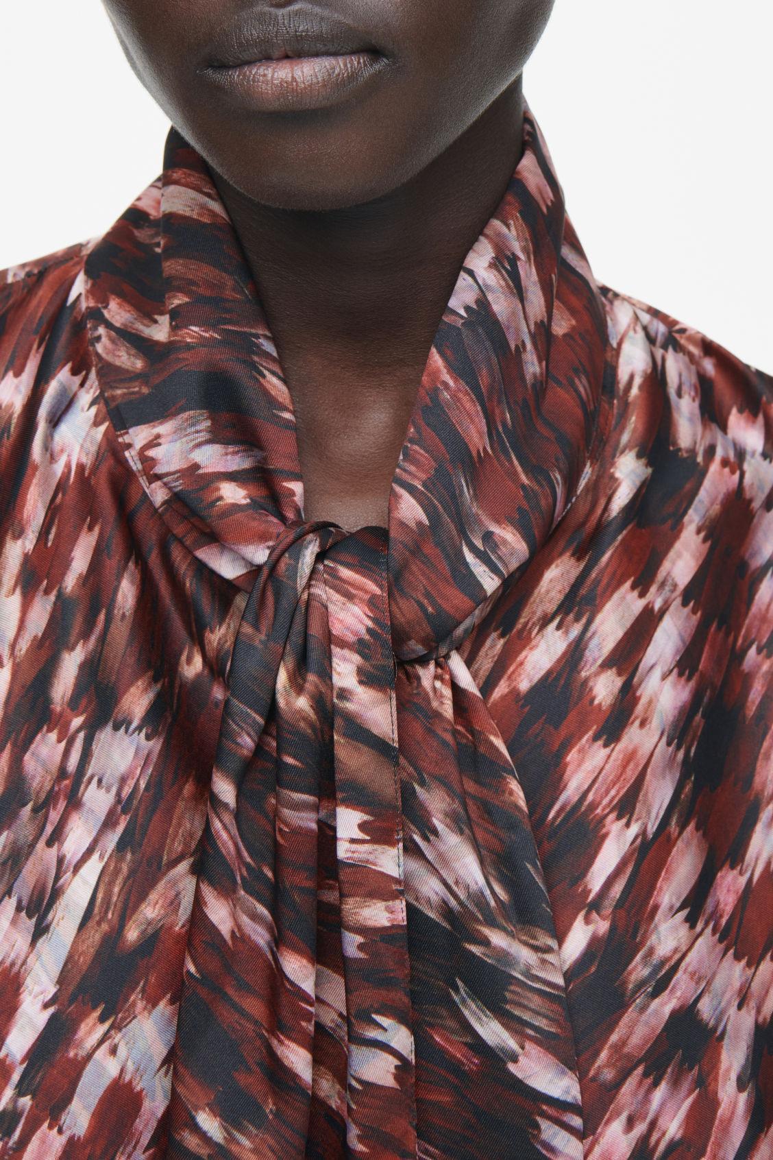 PRINTED SCARF-DETAIL MIDI DRESS Product Image