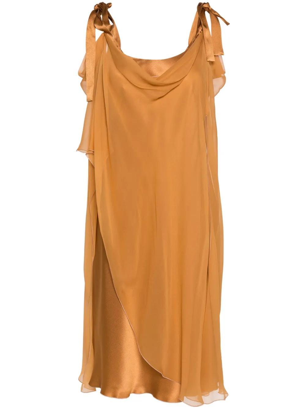 ALBERTA FERRETTI Layered Silk Dress In Orange Product Image