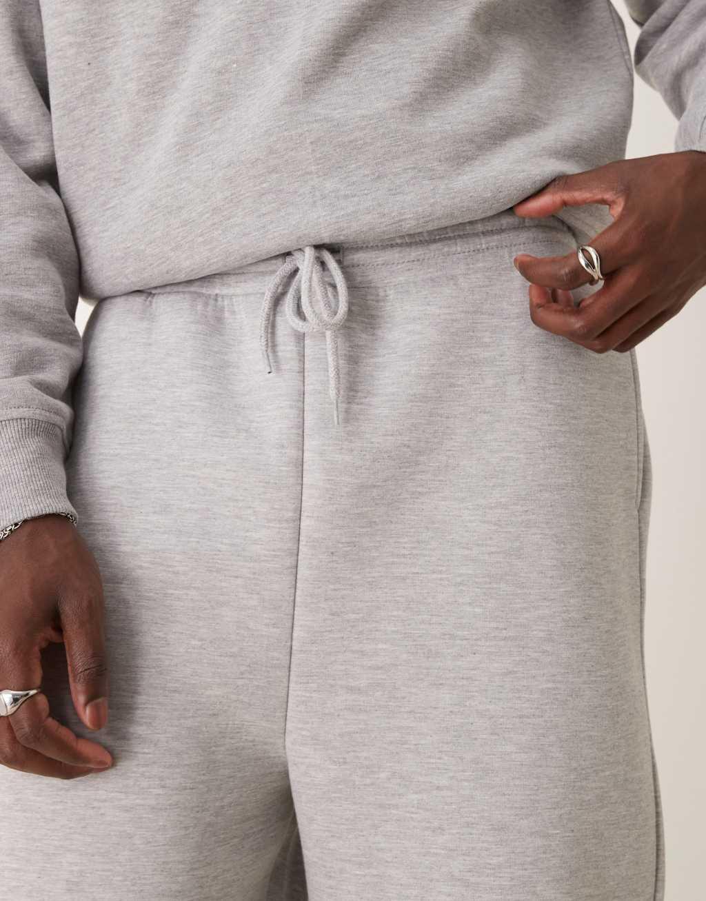 ASOS DESIGN wide leg scuba sweatpants in gray heather Product Image