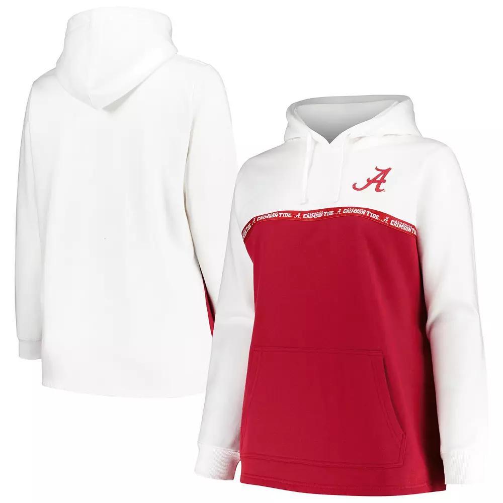 Women's Profile White/Crimson Alabama Crimson Tide Plus Size Taping Pullover Hoodie, Size: 1XL Product Image