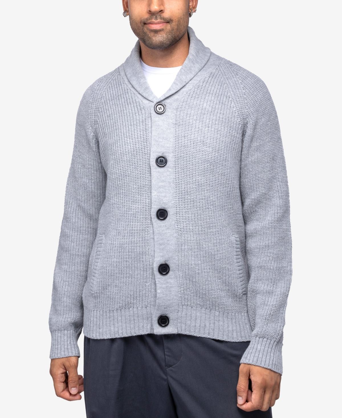 Men's Xray Shawl-Collar Knitted Cardigan Sweater, Size: Large, Blue Product Image