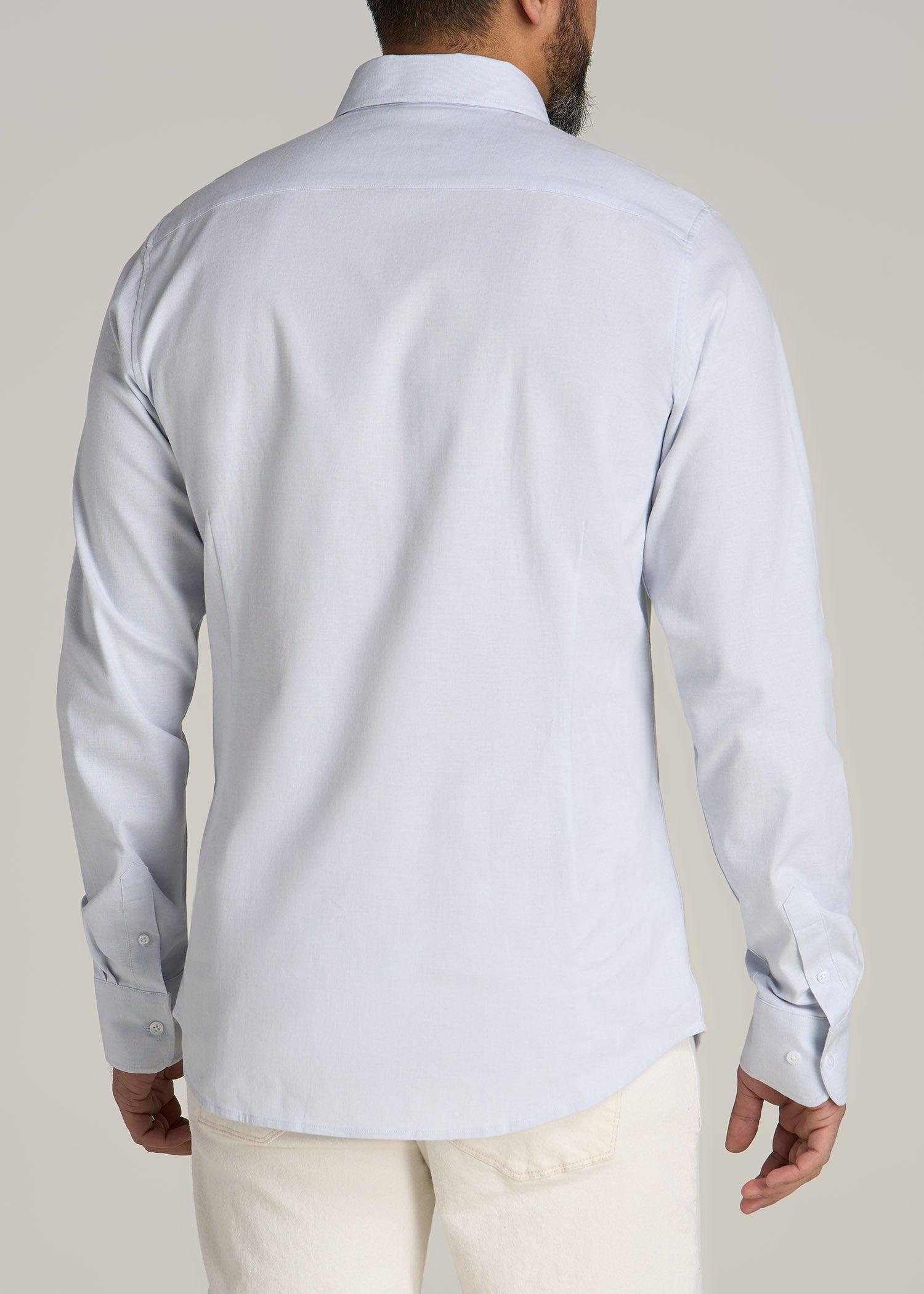 Stretch Linen Dress Shirt for Tall Men in Light Blue Male Product Image