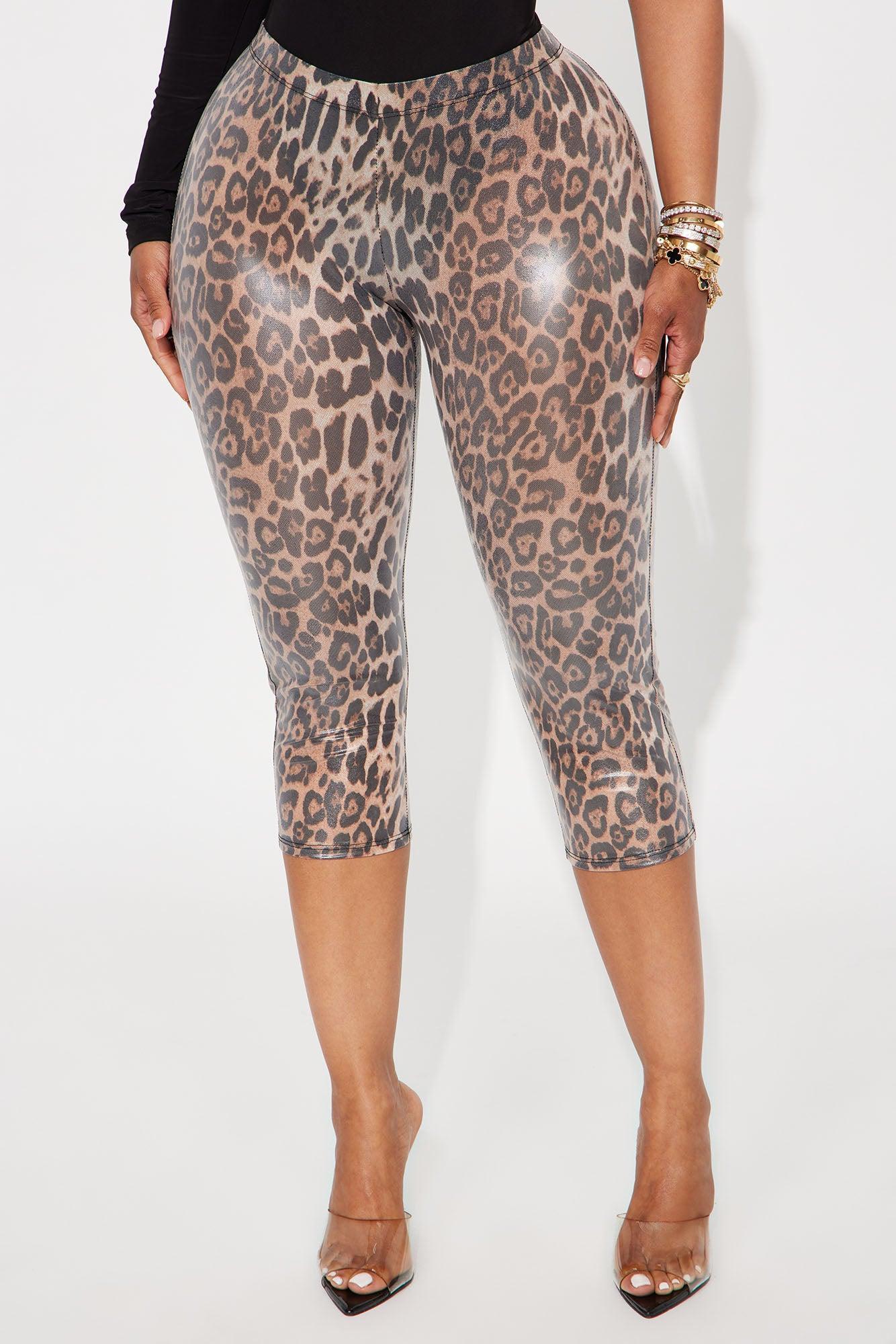 Catch An Attitude Coated Leopard Capri Legging - Leopard Female Product Image