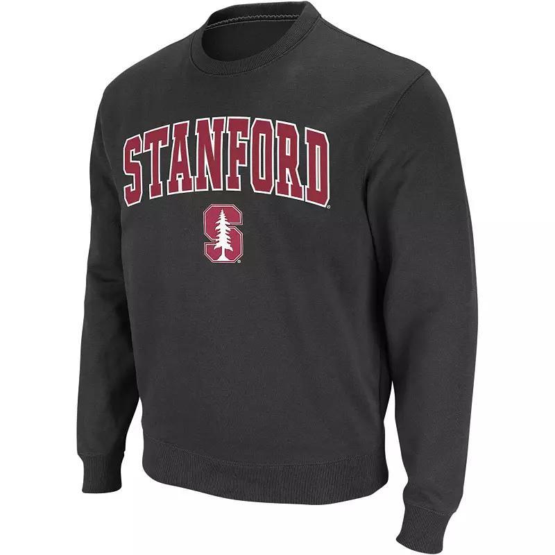 Men's Colosseum Charcoal Stanford Cardinal Arch & Logo Crew Neck Sweatshirt, Size: Large Product Image