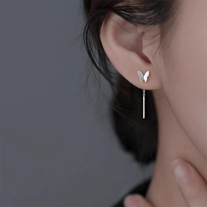 925 Sterling Silver Butterfly Threader Earring Product Image