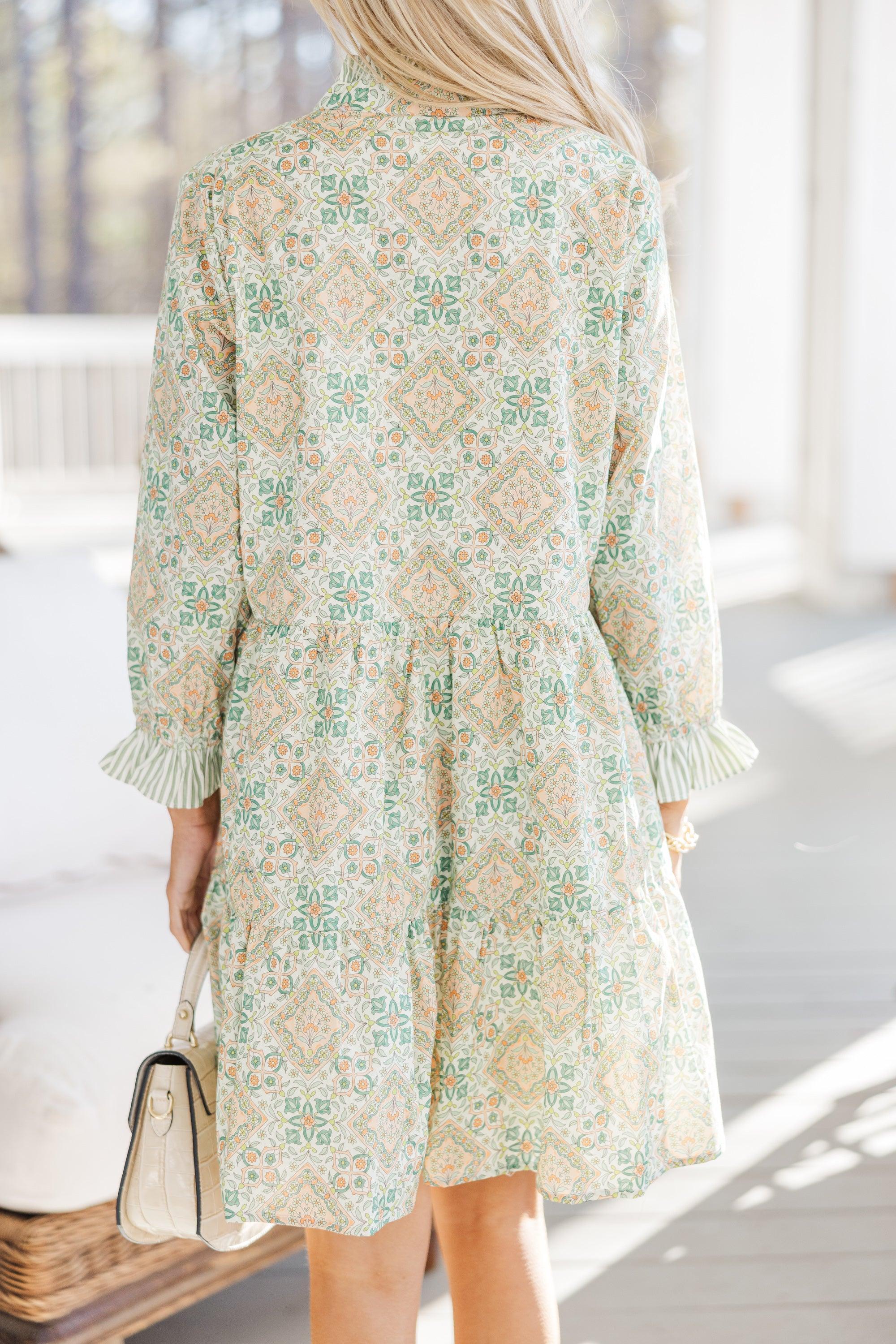 The Serenity Sage Green Floral Dress Female Product Image