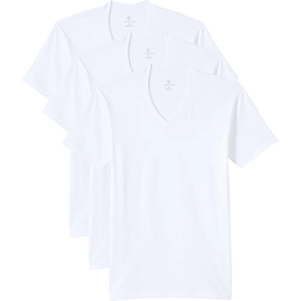 Men's Lands' End Premium Cotton V-Neck Tee - 3 Pack,  Product Image