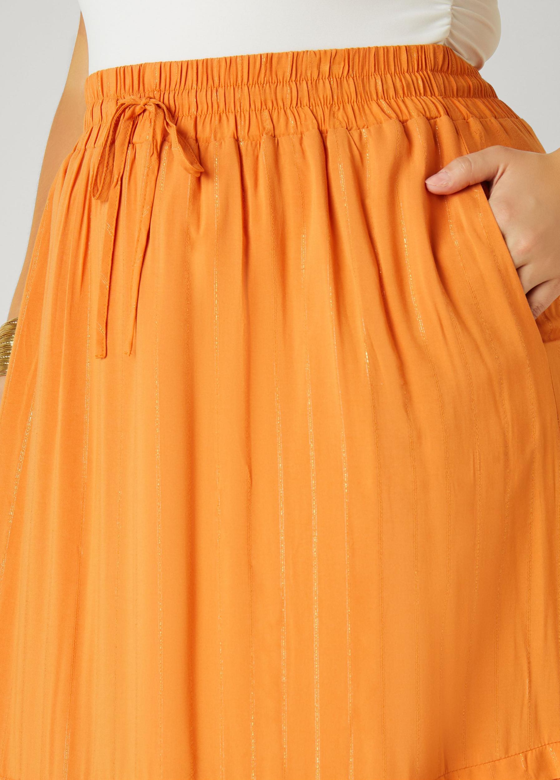 Plus Size Pleated Metallic Maxi Skirt Ashley Stewart Product Image