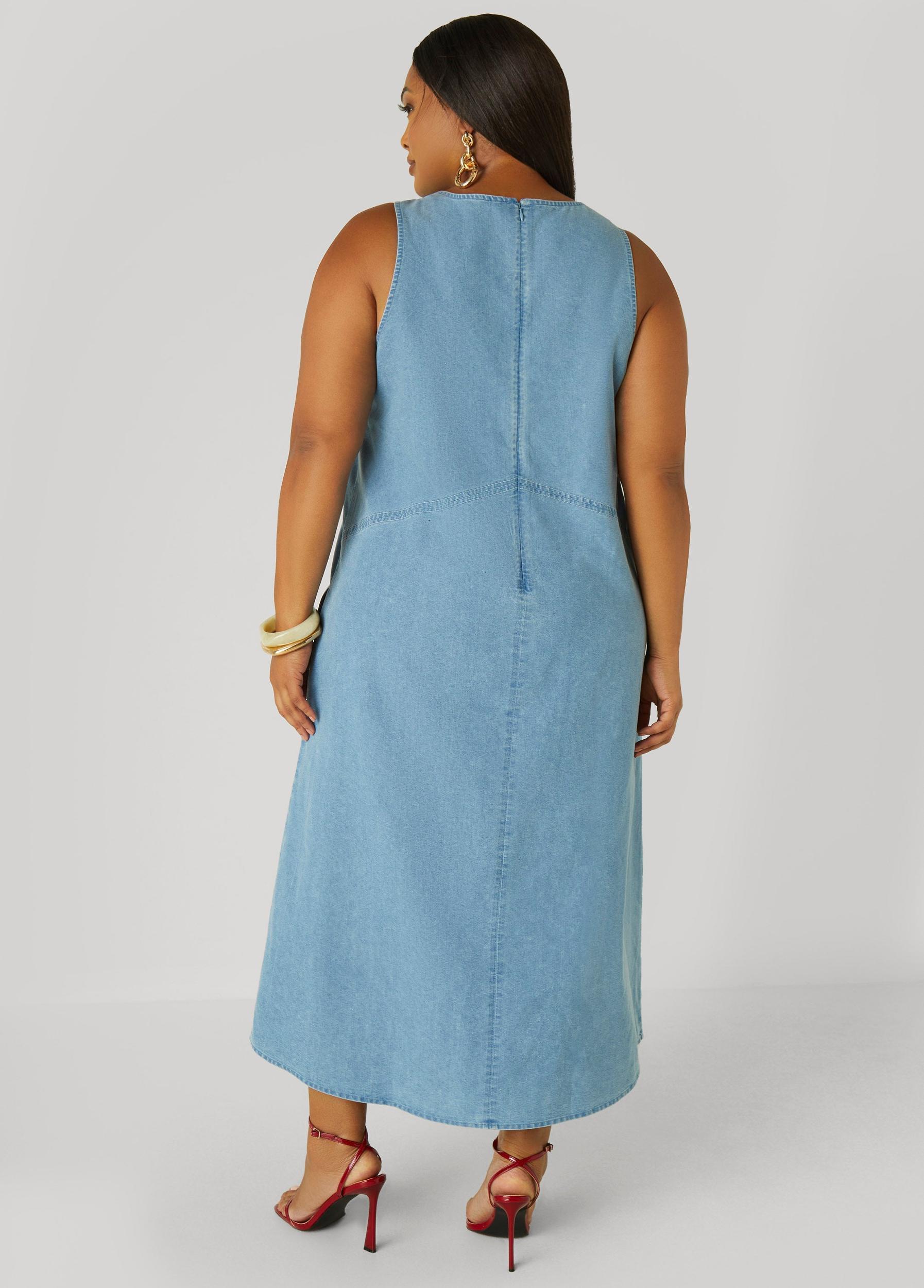 Plus Size Chambray Maxi Dress Ashley Stewart Product Image