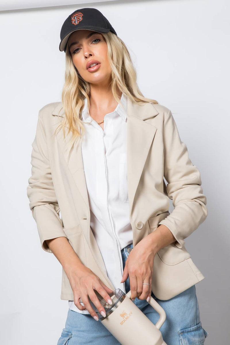 Ponte One Button Pocket Blazer Product Image