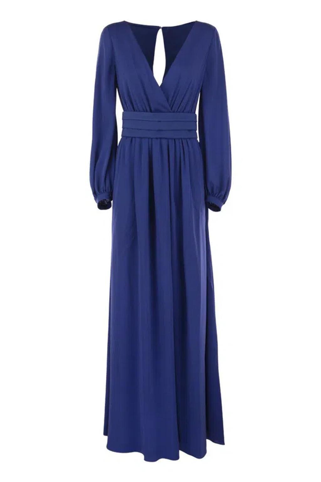 MAX MARA Tasca - Silk Georgette Dress In Blue Product Image