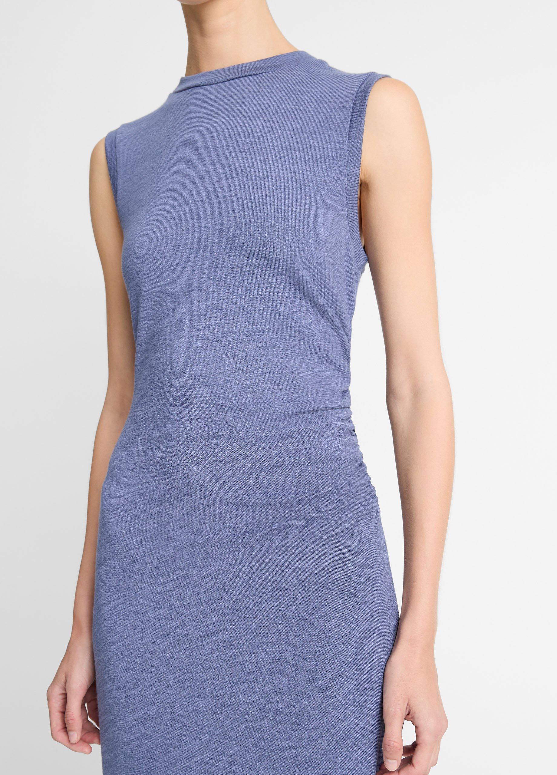 Womens Sleeveless Gathered-Waist Dress, Coastal Blue, Size S Vince Product Image