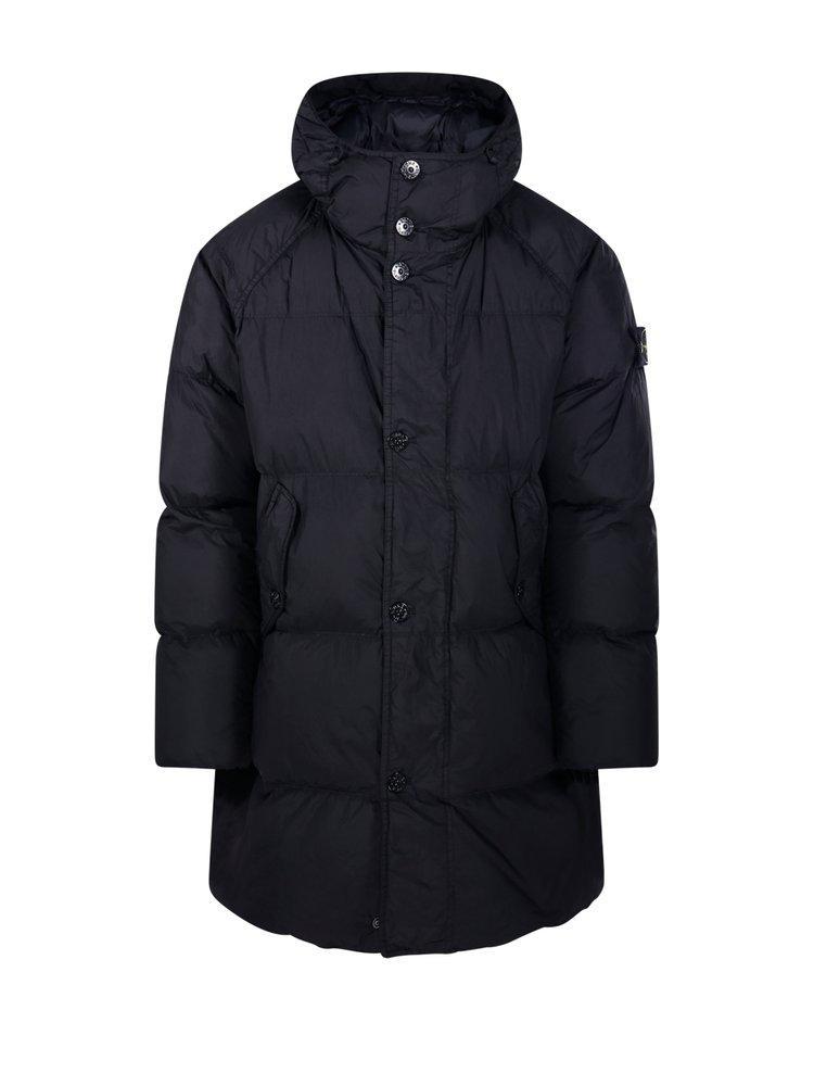 STONE ISLAND Hooded Puffer Jacket In Black Product Image