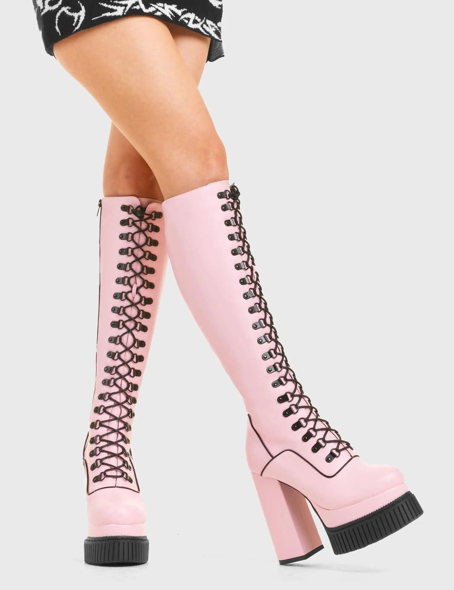 Hidden Agenda Creeper Platform Knee High Boots Product Image