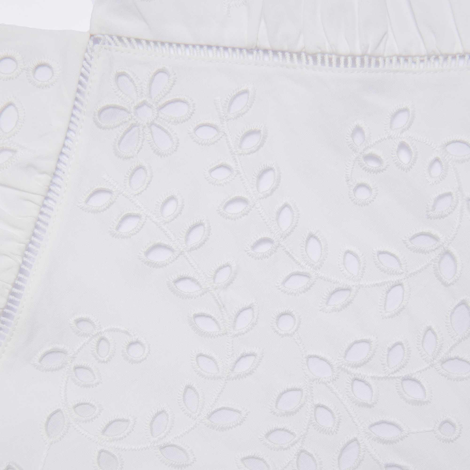 White Cotton Embroidered Midi Dress Product Image