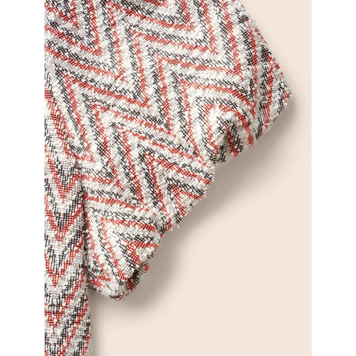 Plus Size Textured Round Neck Lantern Sleeve T-shirt Brightred Women Elegant Texture Round Neck Everyday T-shirts BloomChic 12/L Product Image