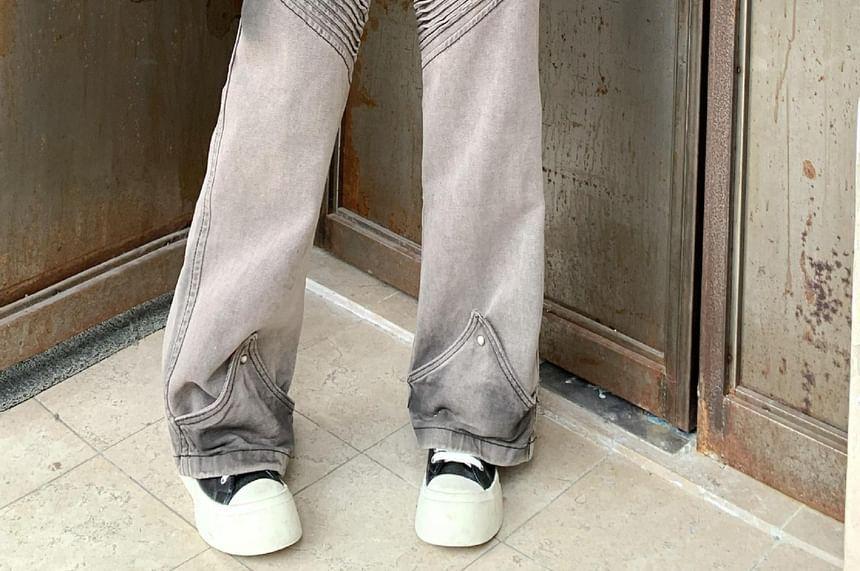 Low Waist Washed Wide Leg Jeans Product Image