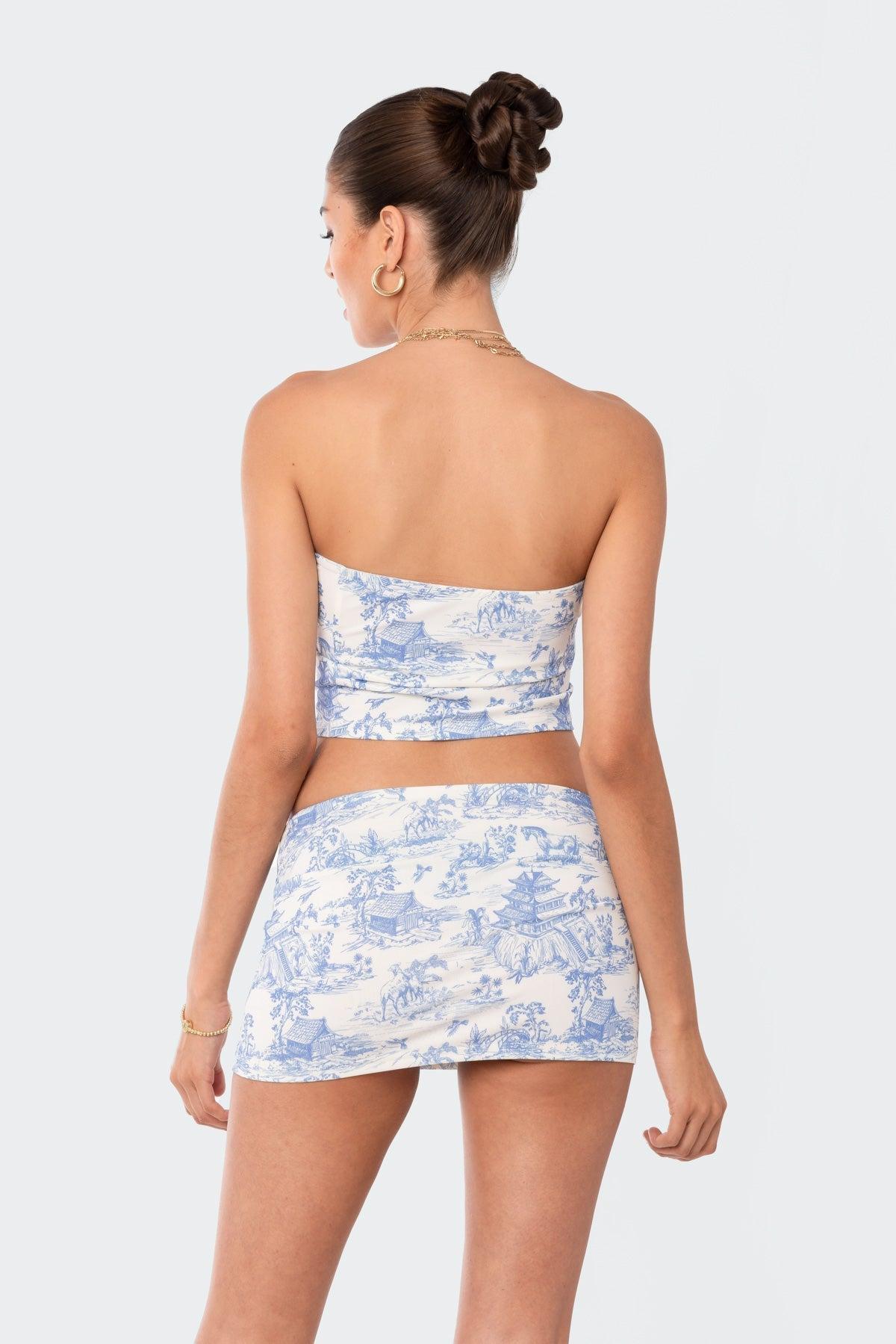 Delft Print Strapless Top Product Image