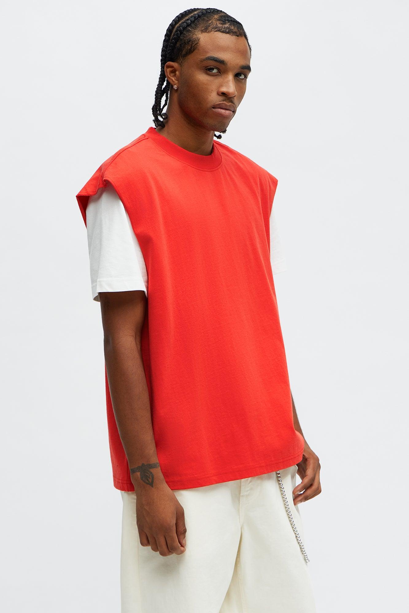 Relaxed Heavyweight Muscle Tee - Red Male Product Image