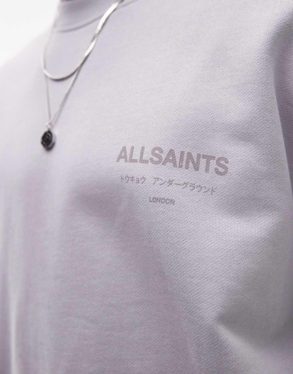 AllSaints Underground oversized sweatshirt in machine gray Product Image