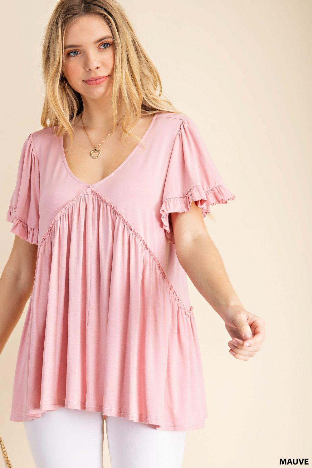 7275   Gracie Bell Sleeve Ruffle Top - Reg & Plus! Product Image