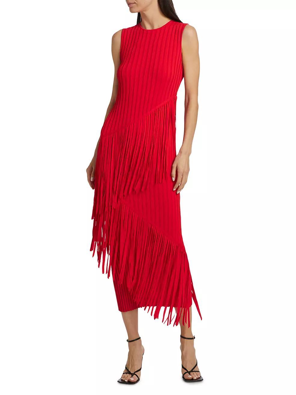 Rib-Knit Fringe Dress Product Image