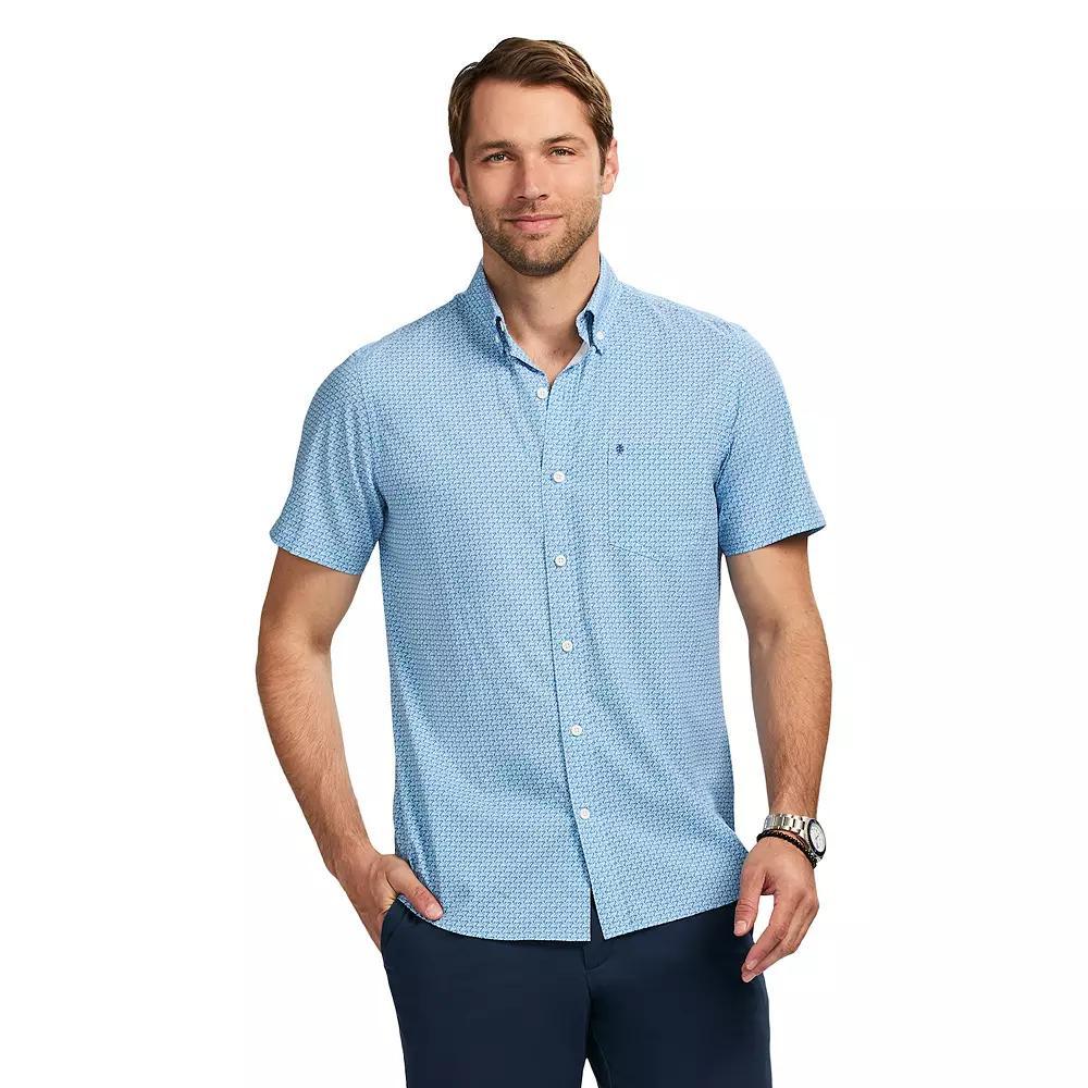 Men's IZOD Breeze Woven Short Sleeve Button Down Shirt, Size: XL, Placid Blue Martini Product Image