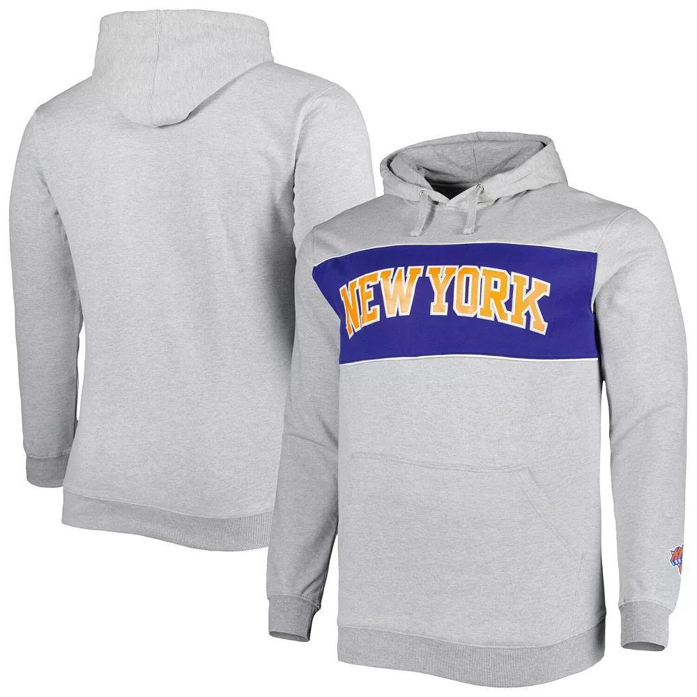 Men's Fanatics Branded Heather Gray New York Knicks Big & Tall Wordmark Pullover Hoodie,  Product Image