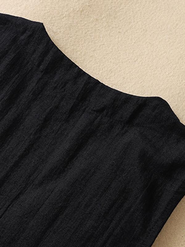 Loose Sleeveless Buttoned Solid Color V-Neck Vest Top Product Image