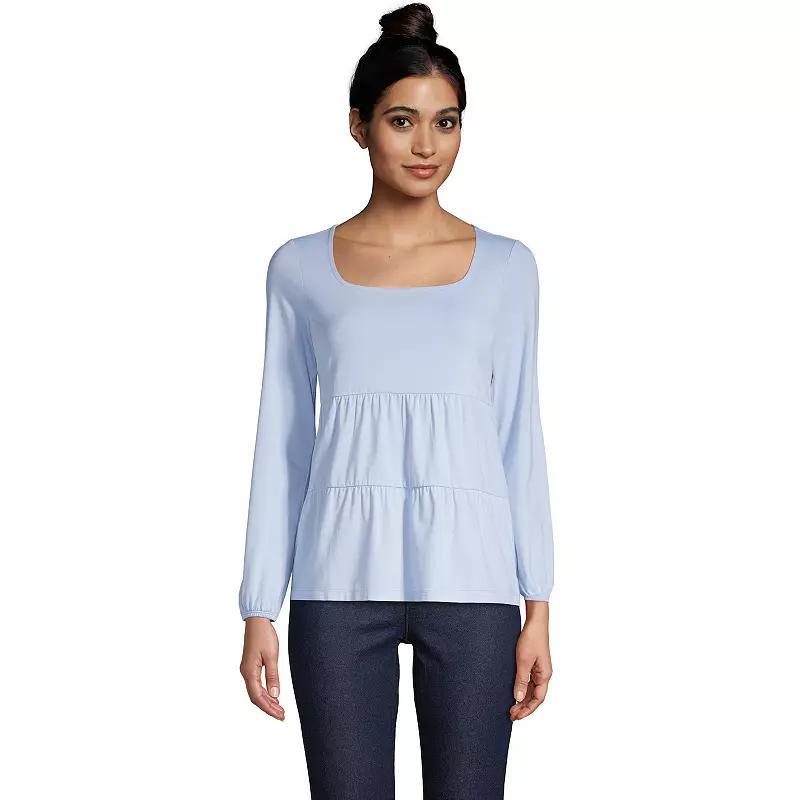 Petite Lands End Squareneck Tiered Top, Womens Product Image