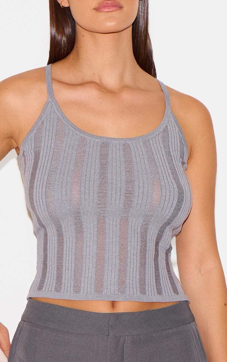 Charcoal Ladder Knit Cami Top Product Image