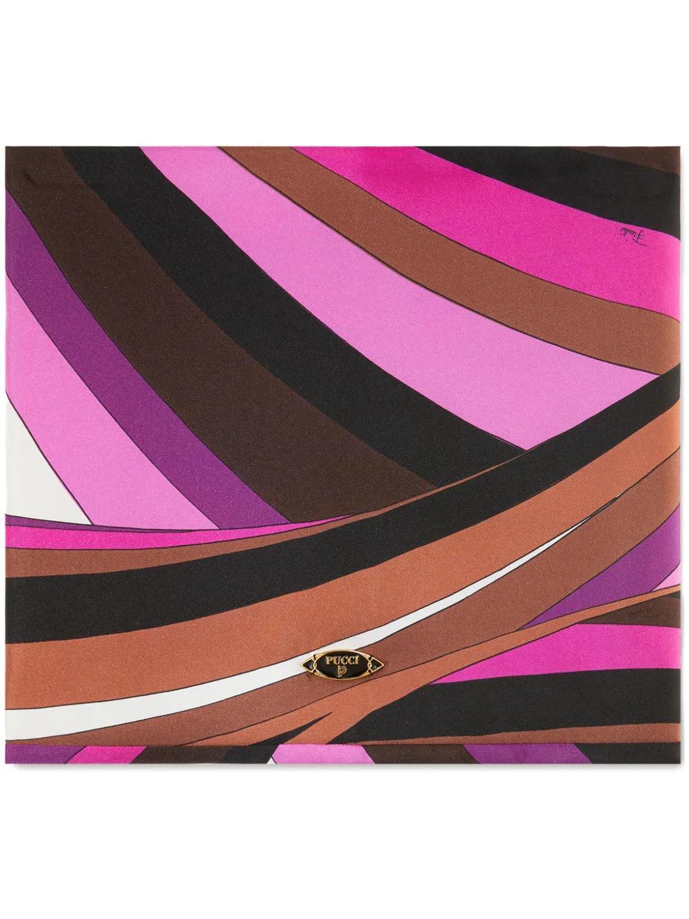 PUCCI Iride-print Silk Scarf In Brown Product Image