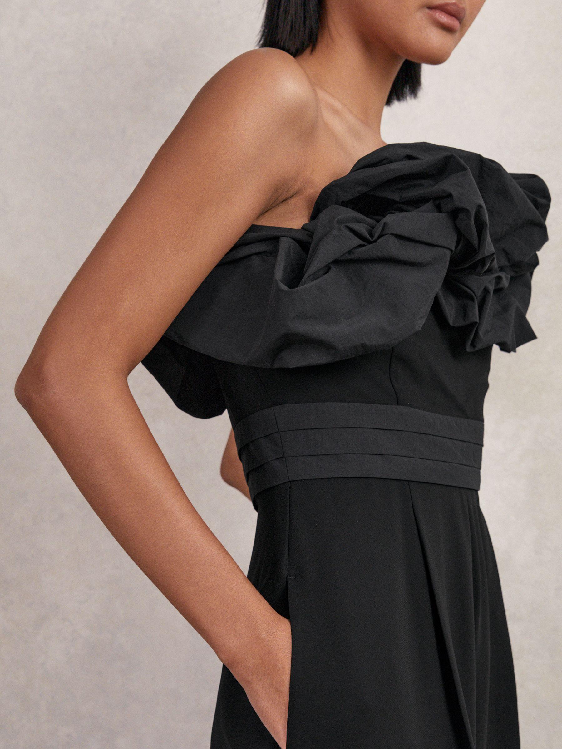 Sculptural Strapless Wide-Leg Jumpsuit in Black Product Image