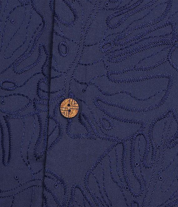 Caribbean Eyelet Embroidery Short Sleeve Woven Camp Shirt Product Image