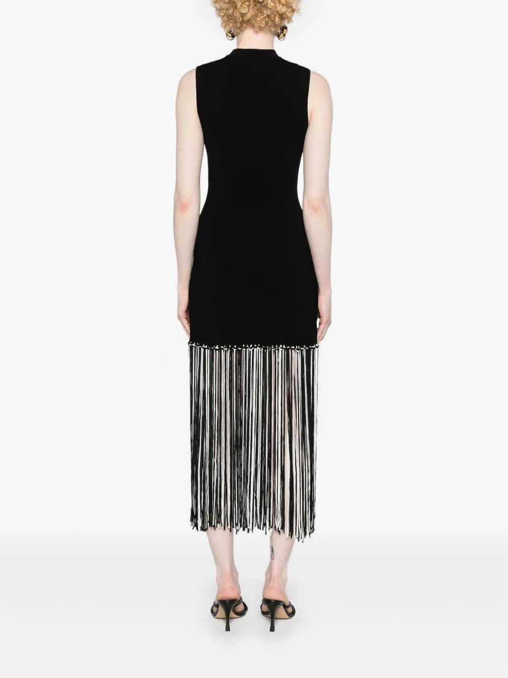 sleeveless fringed midi dress Product Image