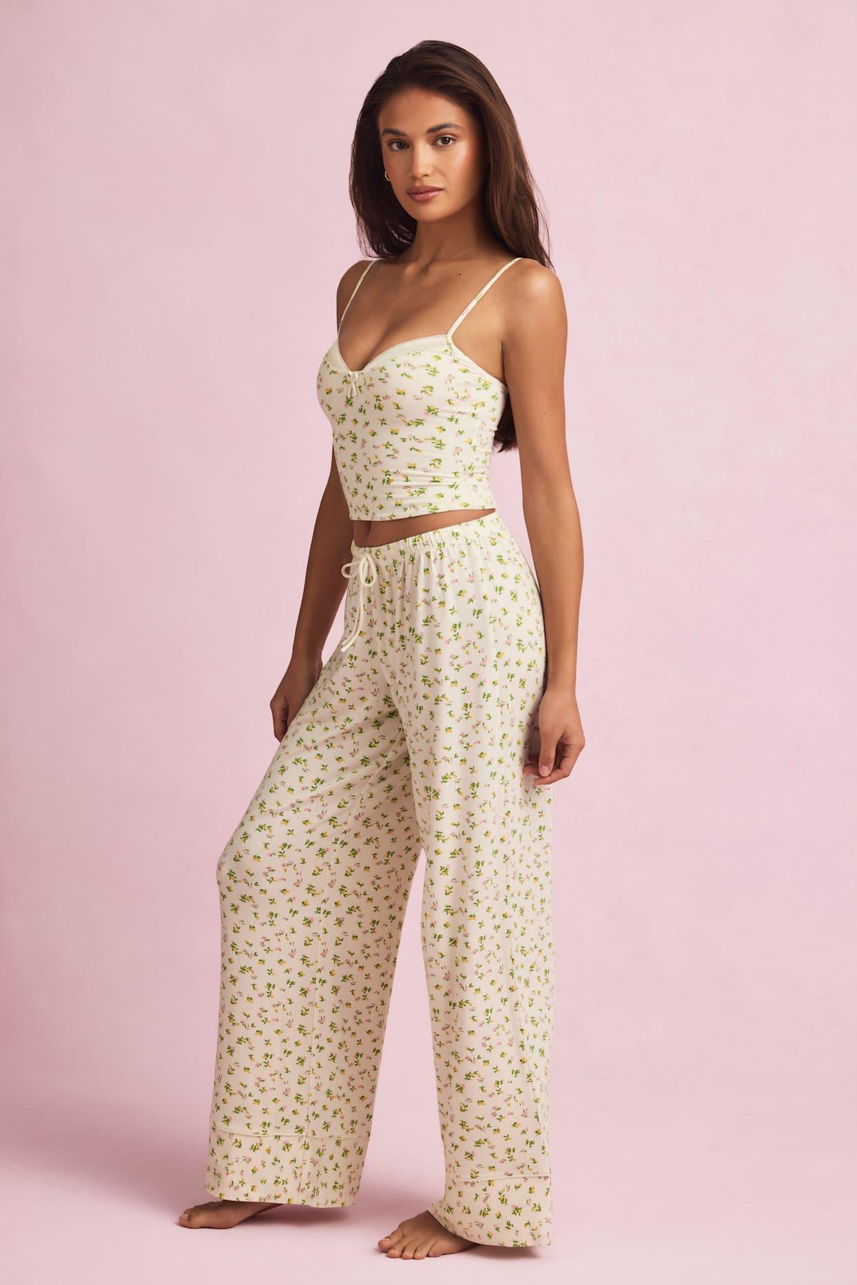 Modal Mid-Rise Pyjama Trousers in Lemon Print Product Image