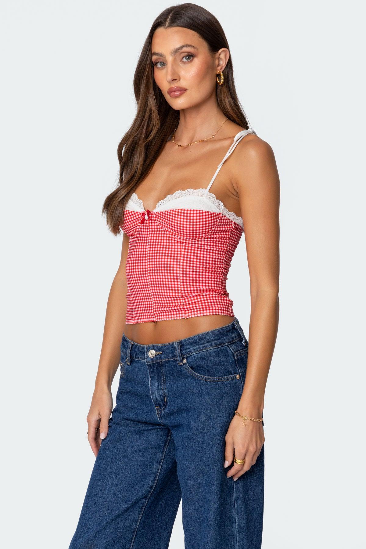Peekaboo Lacey Gingham Corset Product Image