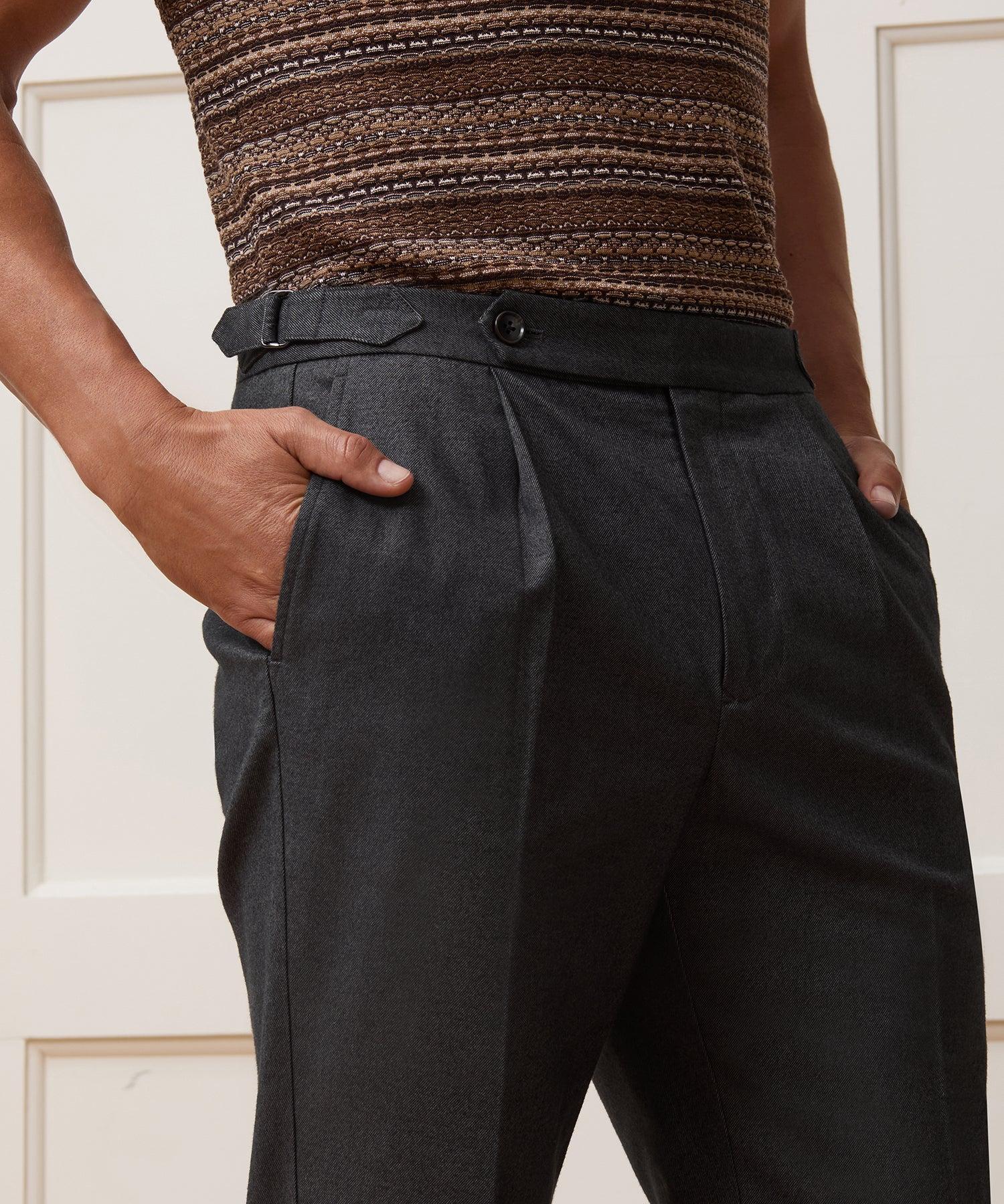 Italian Heathered Cotton Side Tab Trouser Product Image