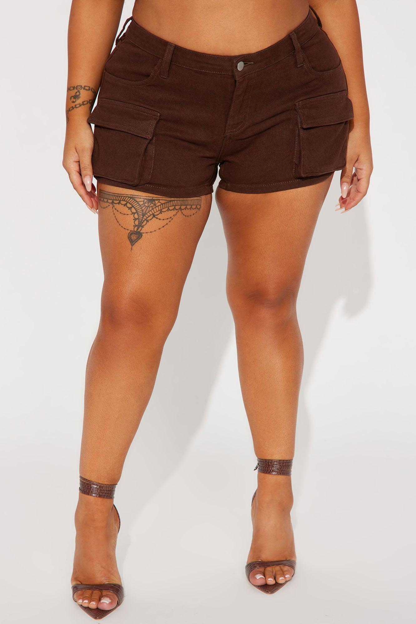 My One And Only Stretch Denim Cargo Shorts - Brown Product Image