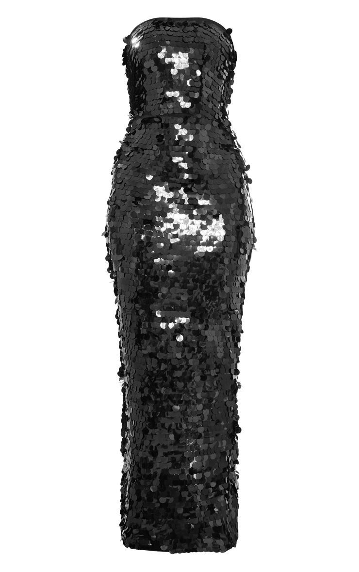 Black Large Sequin Bandeau Maxi Dress Product Image