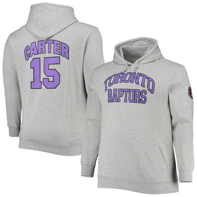 Mens Mitchell & Ness Vince Carter Heathered Gray Toronto Raptors Big & Tall Name & Number Pullover Hoodie Product Image