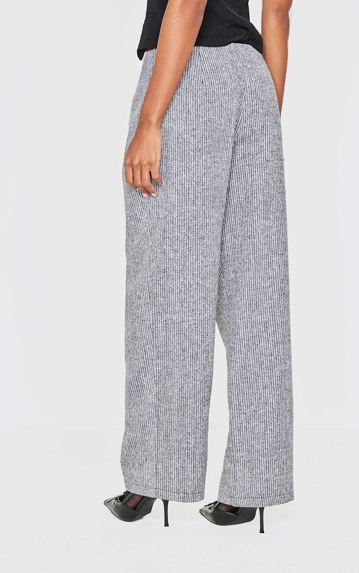 Grey Tweed Low Rise Straight Leg Pants Product Image