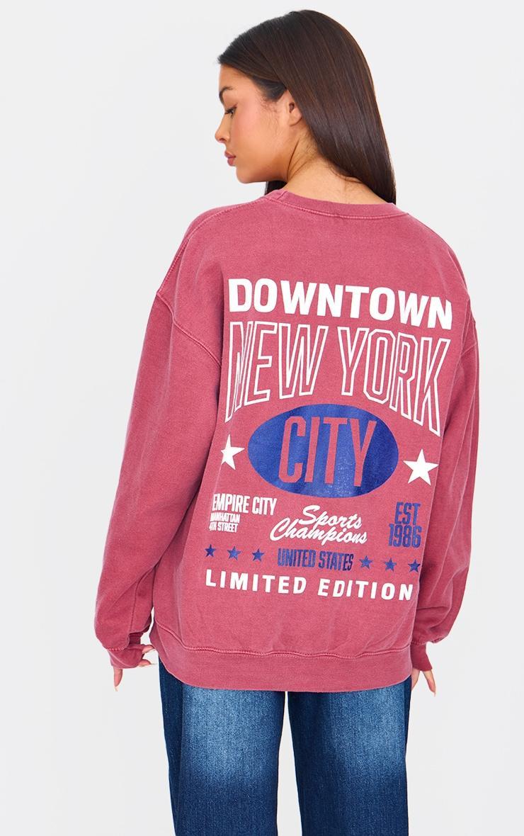 Red New York Downtown Back Printed Sweatshirt Product Image