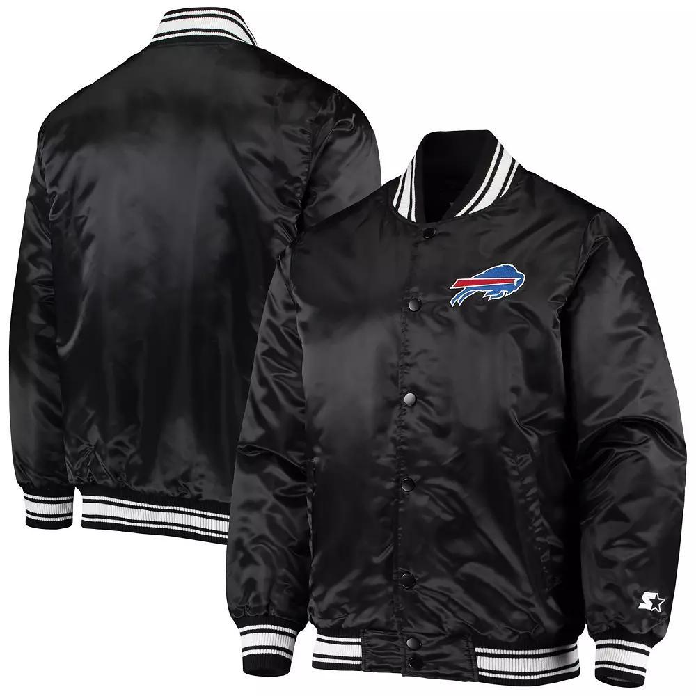 Men's Starter Black Buffalo Bills Locker Room Satin Varsity Full-Snap Jacket, Size: Large Product Image