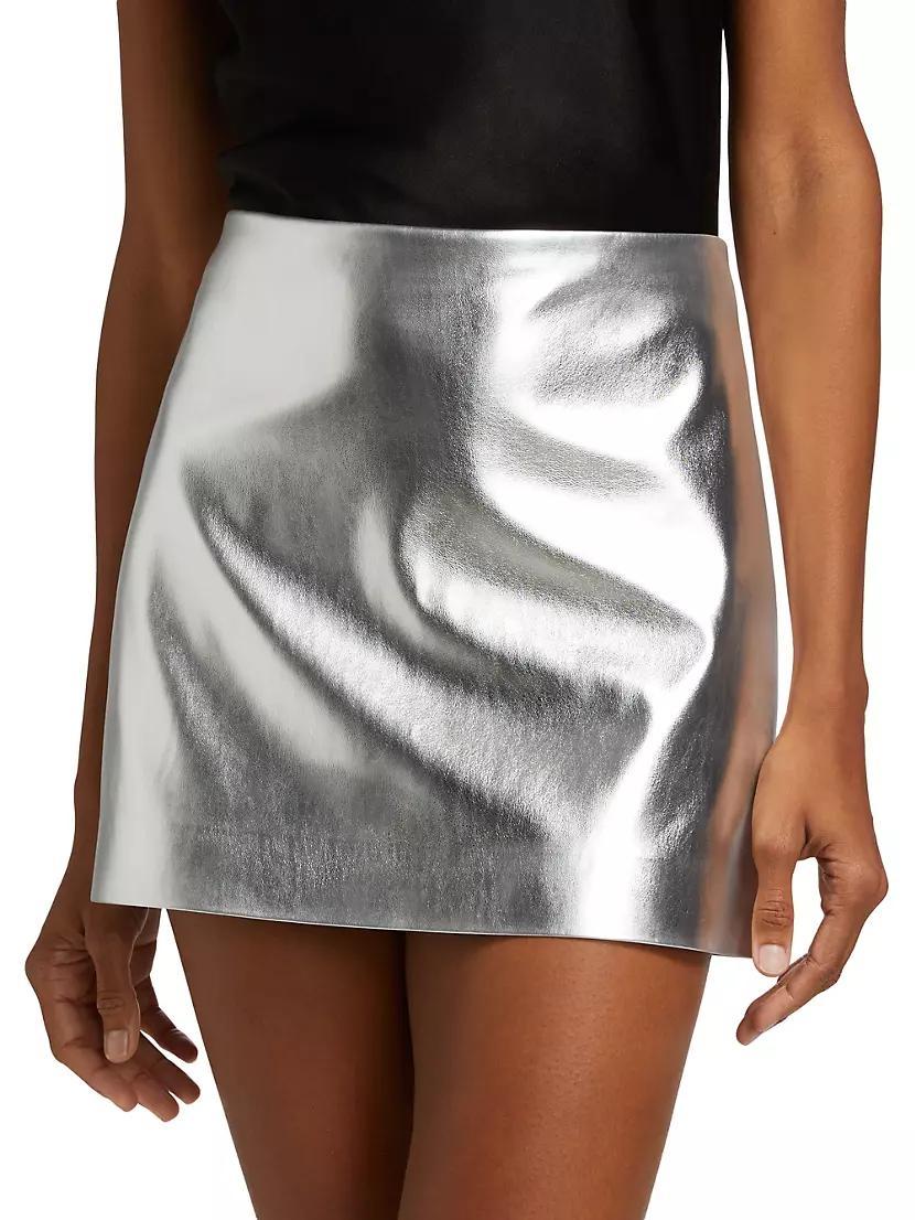 Womens Elana Metallic Faux Leather Miniskirt Product Image